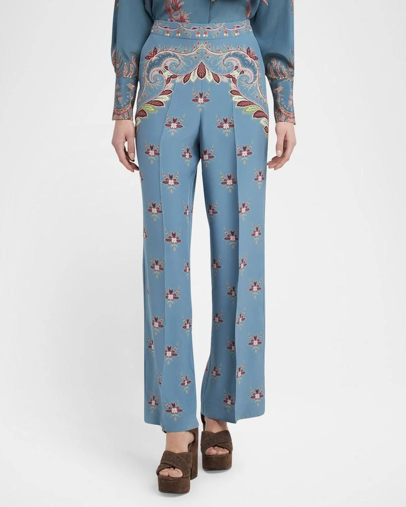 ETRO Largo Floral Paisley Silk Straight-Leg Pants 4