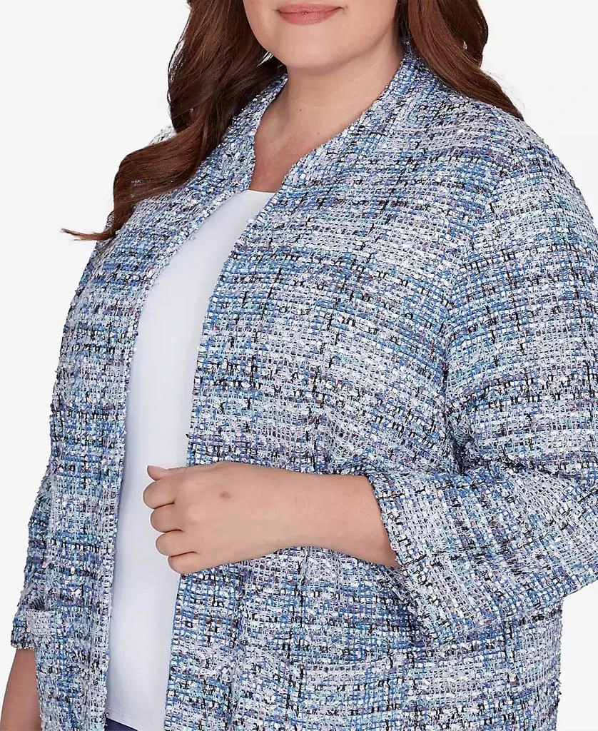 Alfred Dunner Plus Size Worth Avenue Eyelash Jacket With Two Pockets 5