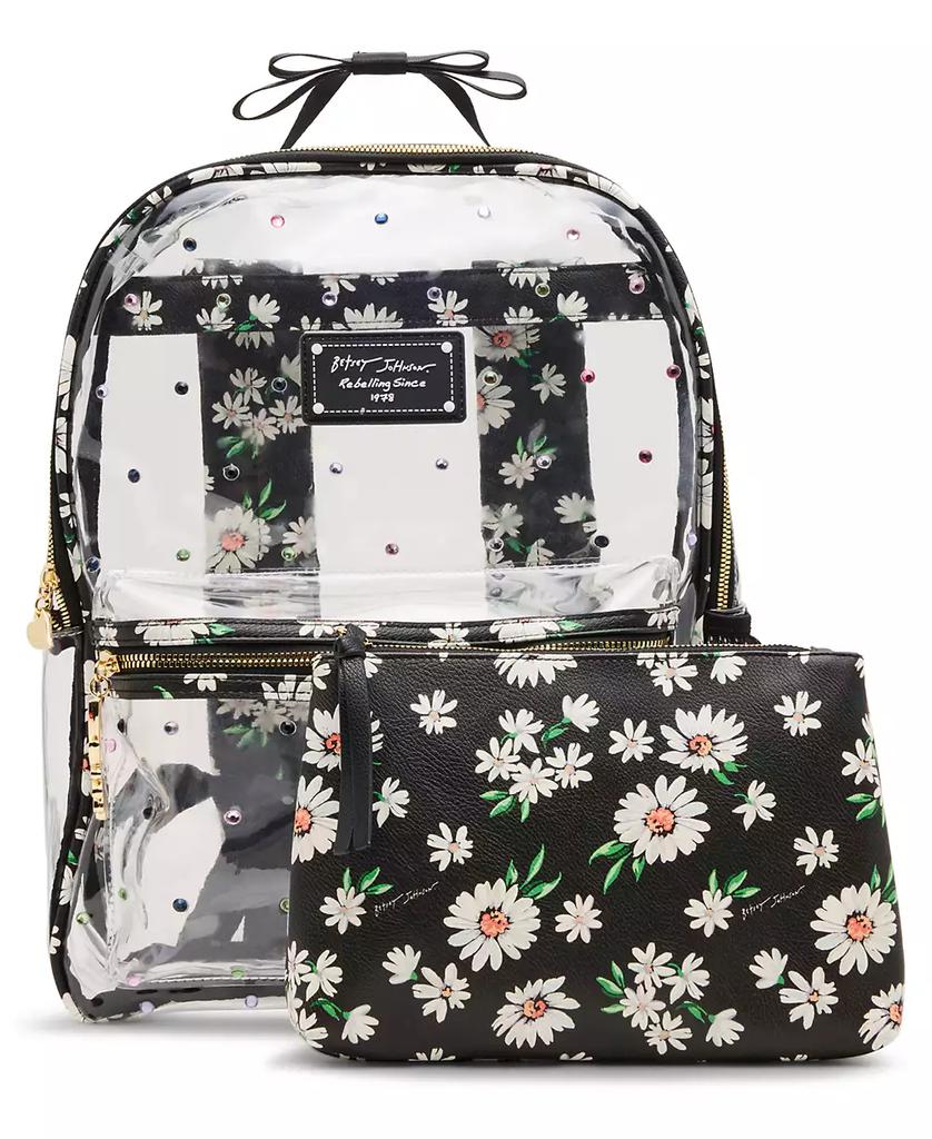 Betsey Johnson Wild Child Clear Large Backpack with Pouch