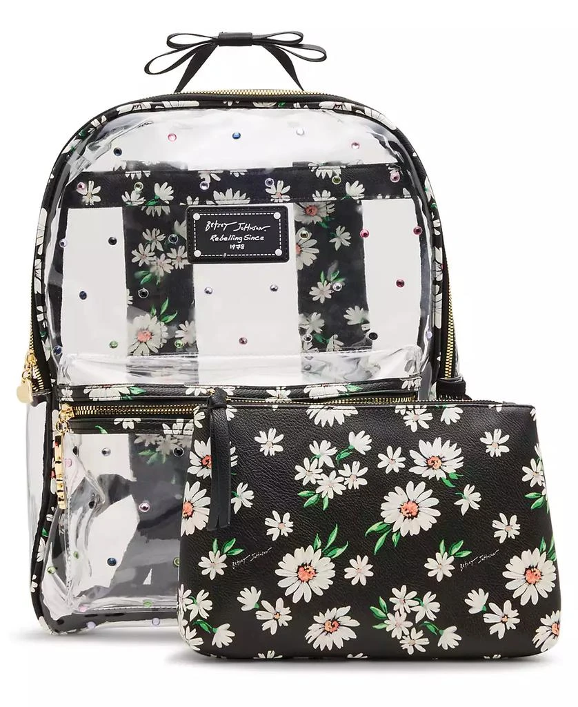 Betsey Johnson Wild Child Clear Large Backpack with Pouch 1