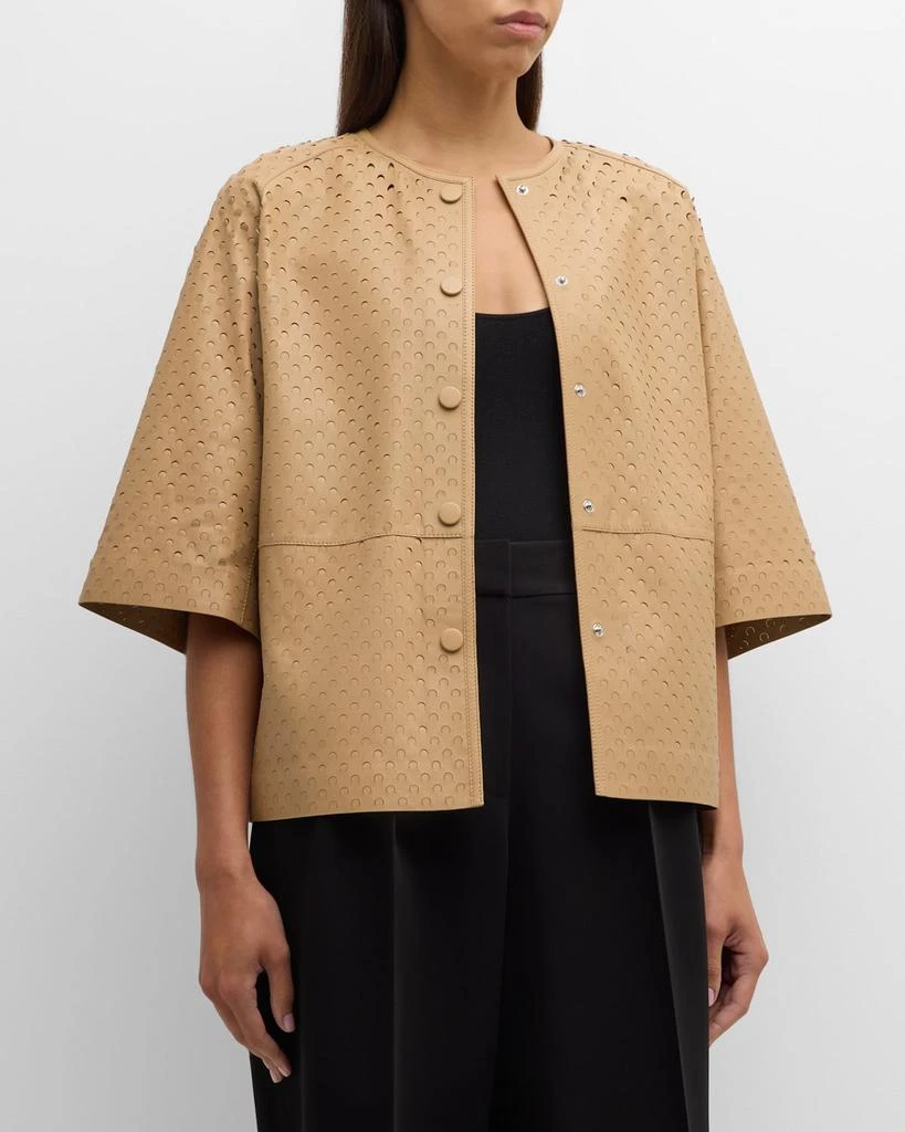 Lafayette 148 New York Perforated Nappa Leather Jacket 2