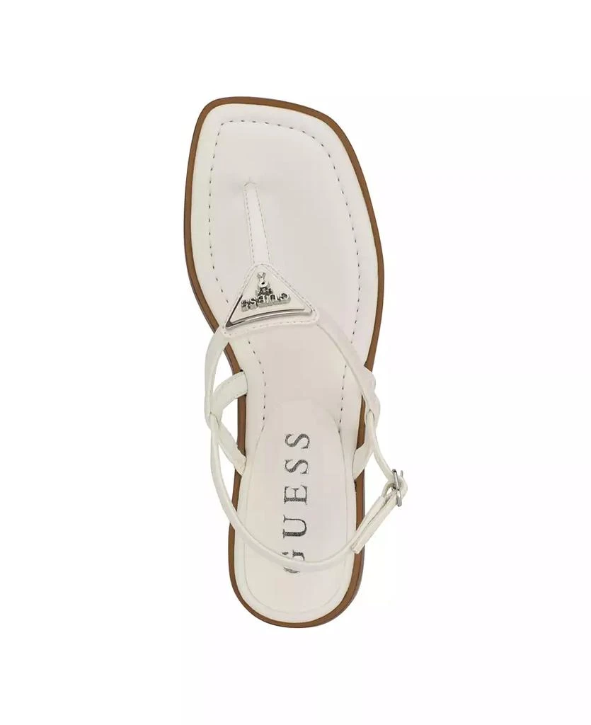 GUESS Women's Rainey Logo Sqaure Toe T-Strap Flat Sandals 4