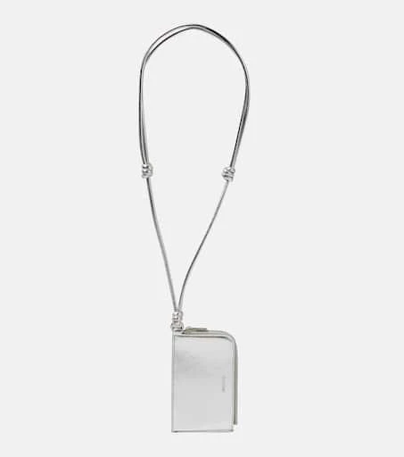 Jil Sander Envelope leather card holder with strap 1