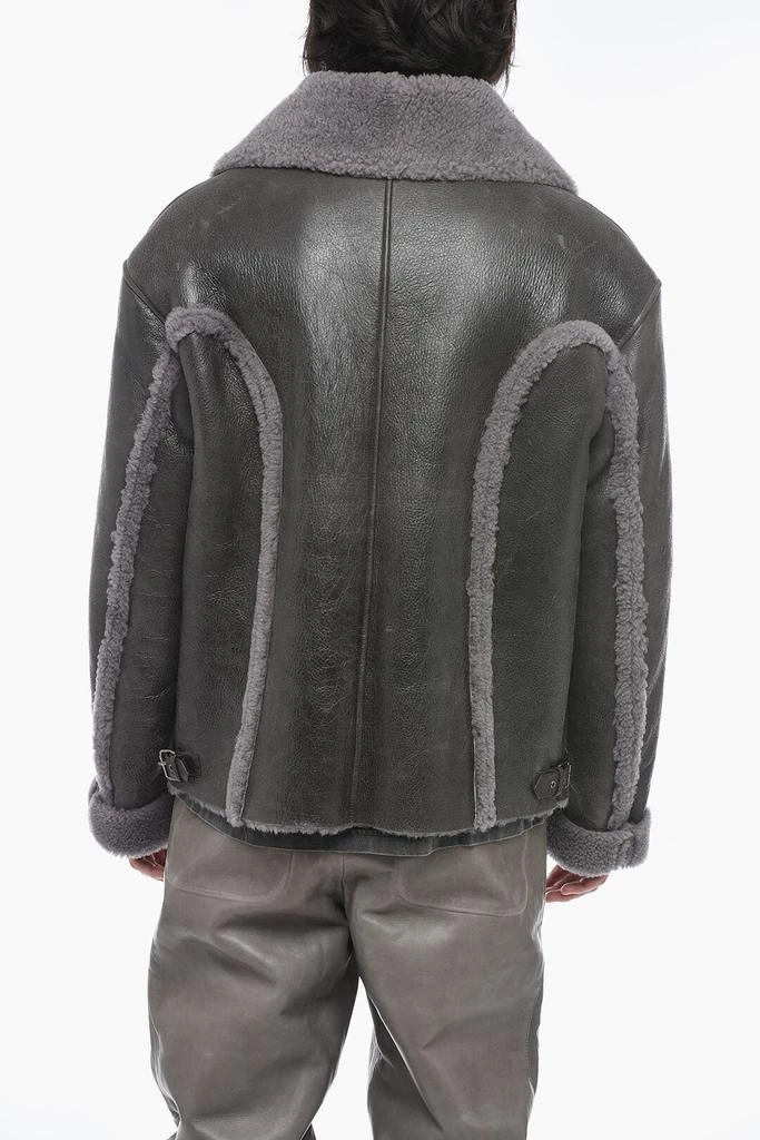 Diesel Leather L-BROWNY Oversized Jacket with Fur Detail 2