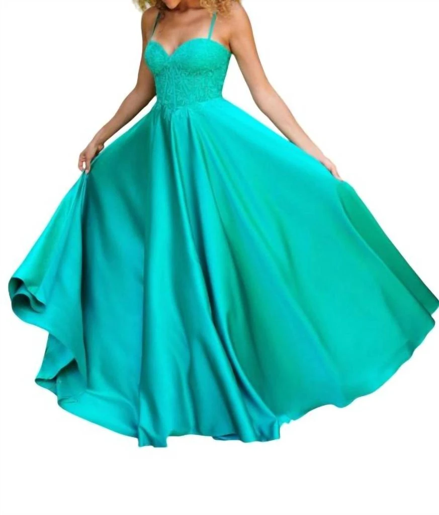 Faviana Faviana - Lace Corset Satin Ballgown Dress 3