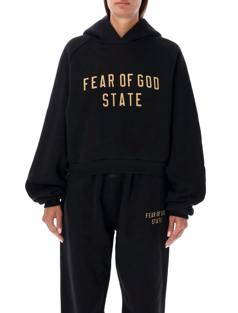 Essentials Fear Of God Essentials Logo-Printed Long Sleeved Hoodie 1