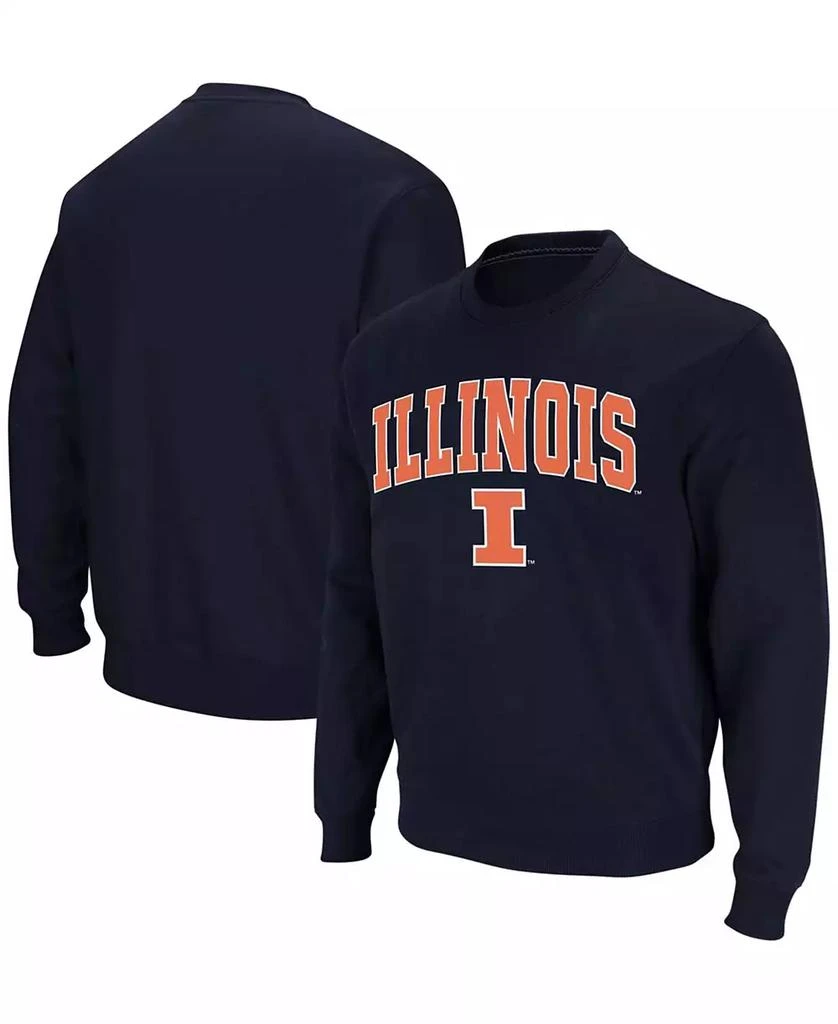 Colosseum Men's Navy Illinois Fighting Illini Arch Logo Crew Neck Sweatshirt 2