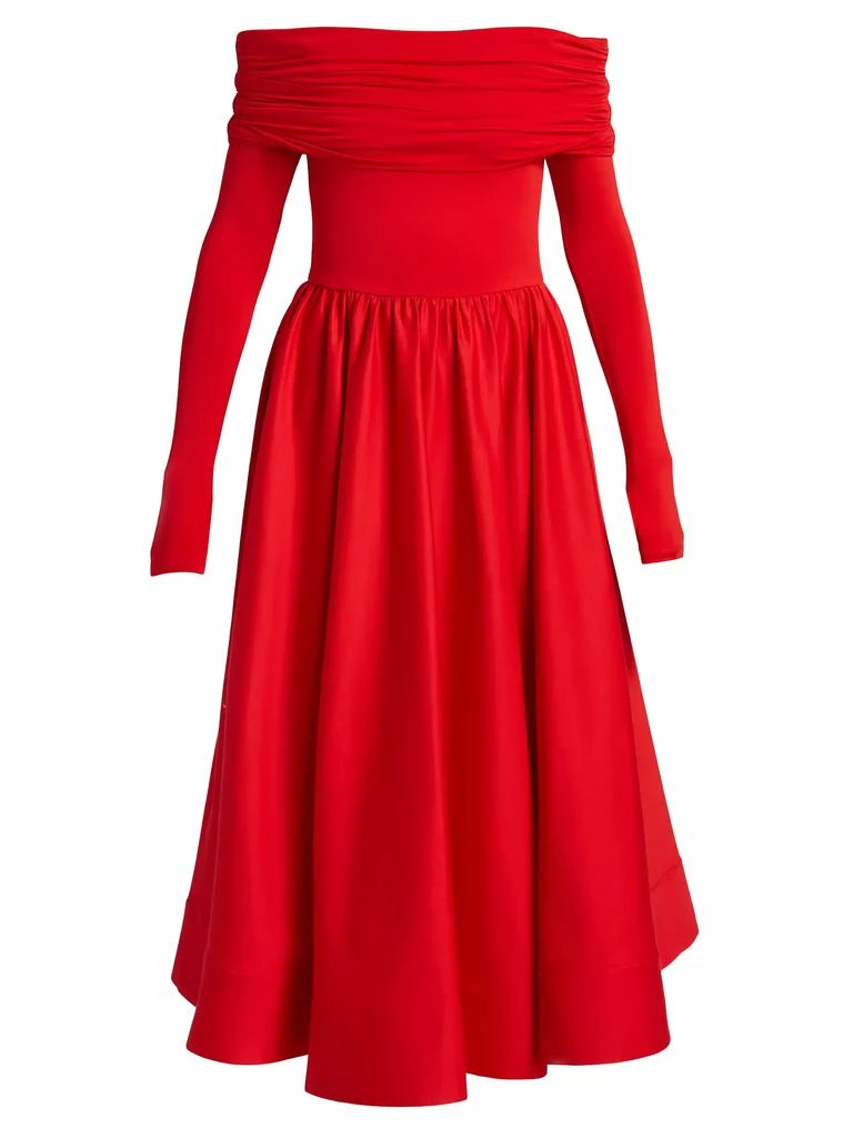 Alice + Olivia Chara Off-The-Shoulder Flared Midi-Dress 1