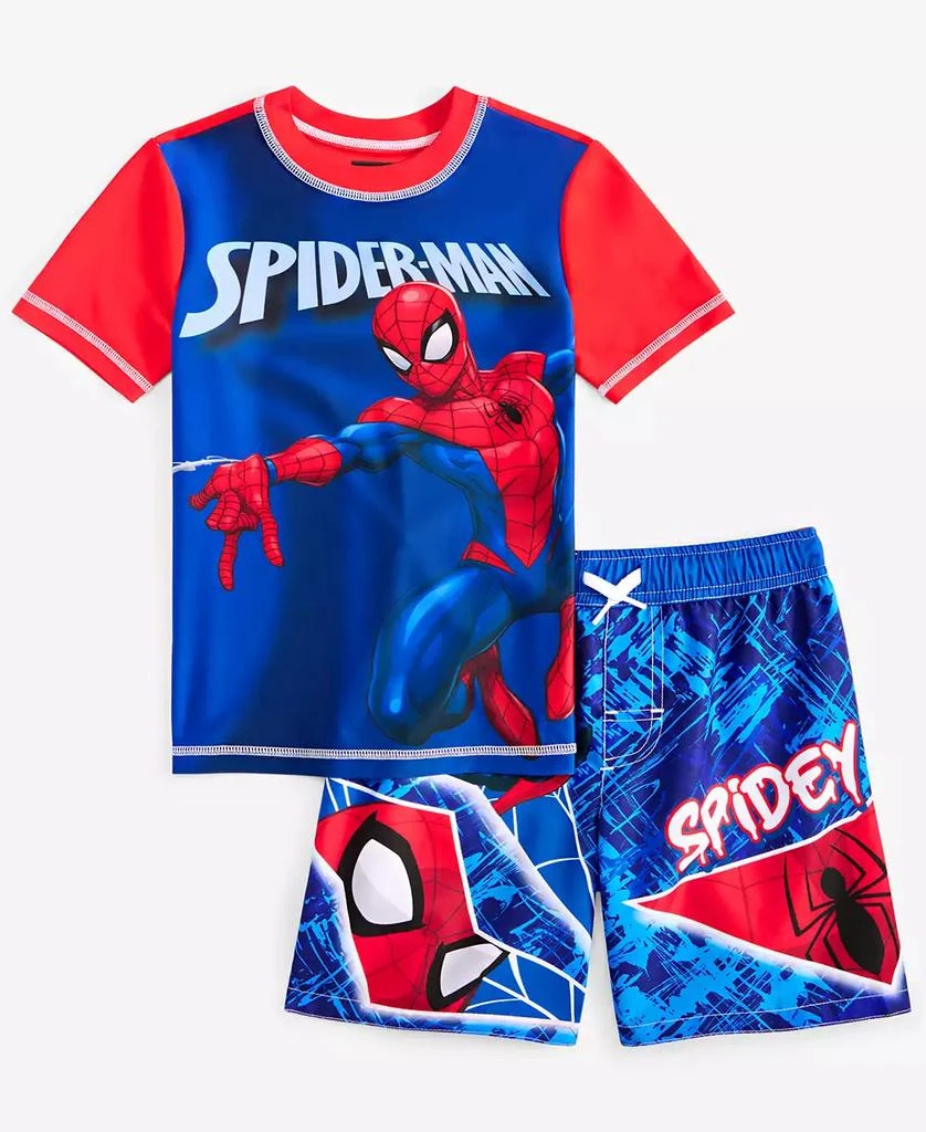 Spider-Man Little Boys Rash Guard & Swim Trunks Swimsuit, 2 Piece Set 1
