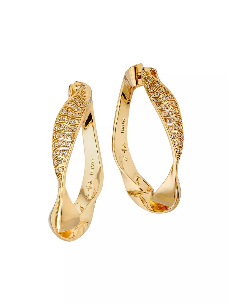 HUEB Dunas 18K Yellow Gold & 0.25 TCW Diamond Hoop Earrings