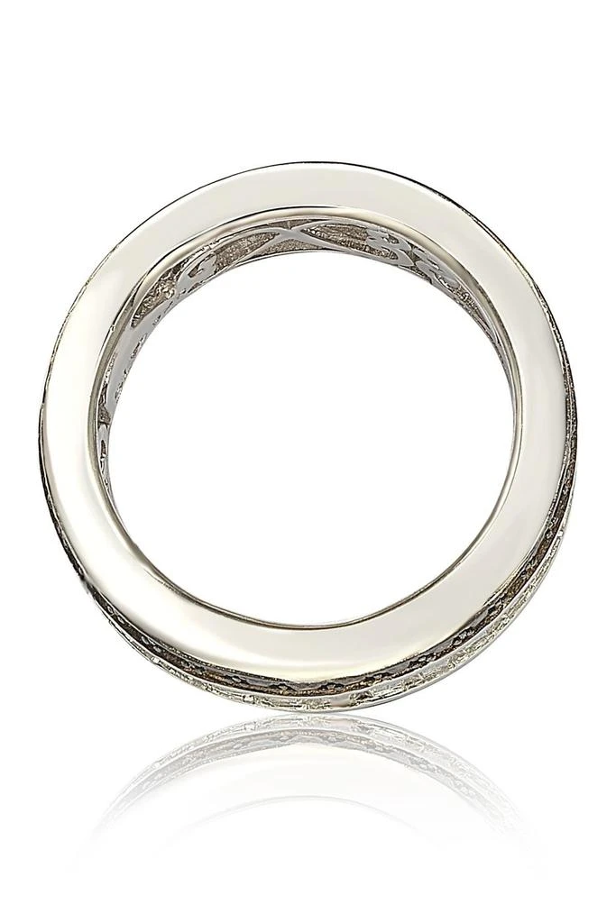 Suzy Levian Sterling Silver Chocolate & White Baguette CZ Band 5