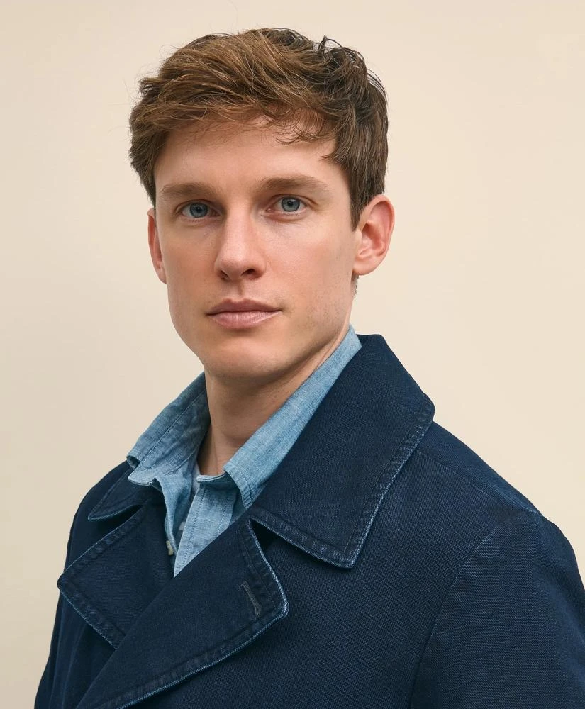 Brooks Brothers Indigo Peacoat In Cotton Canvas 3