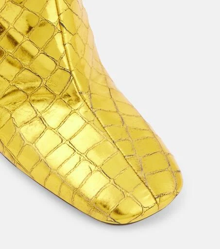 Dries Van Noten Croc-effect leather wedge mules 5