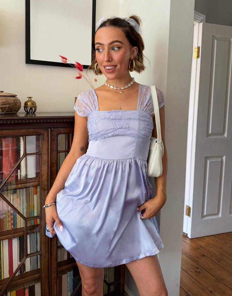 Daisy Street Daisy Street X Chloe Davie 90s mini prom dress with lace bust