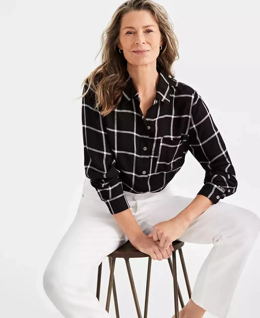 Style & Co Women's Plaid Button-Front Perfect Shirt, Created for Macy's 1