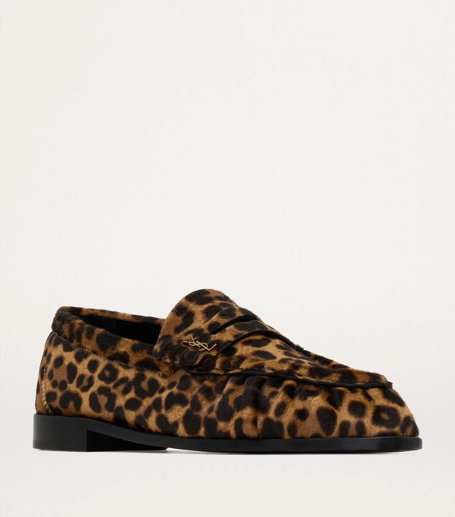 Yves Saint Laurent Leather Leopard Loafers 3