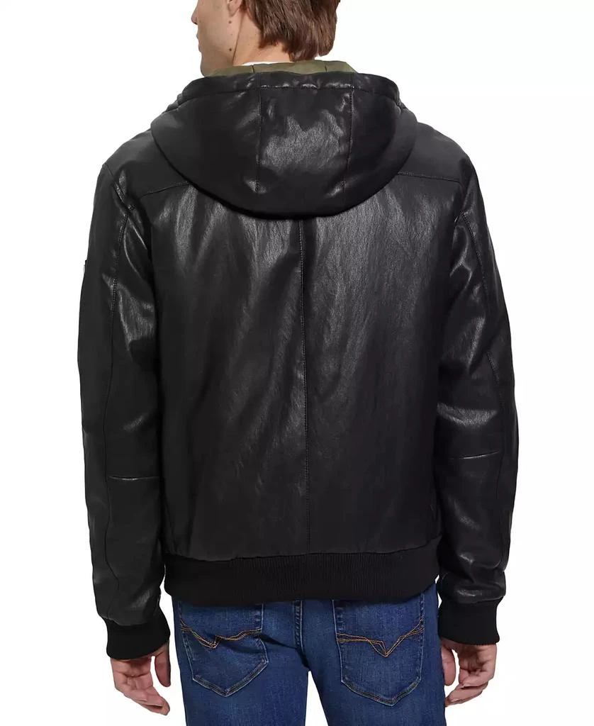 GUESS Men's Gary Faux Leather Hooded Jacket 2