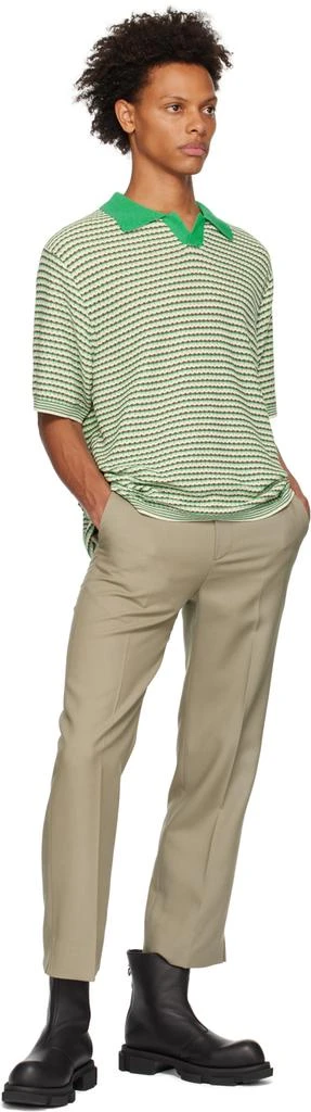 Solid Homme Green Striped Polo 4