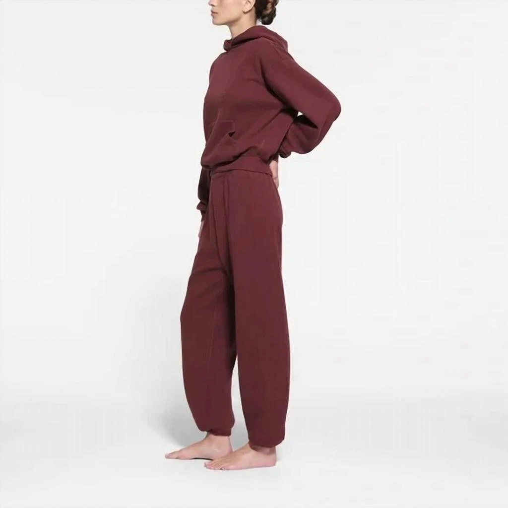 SKIMS Women Cotton Fleece Jogger In Oxblood 2