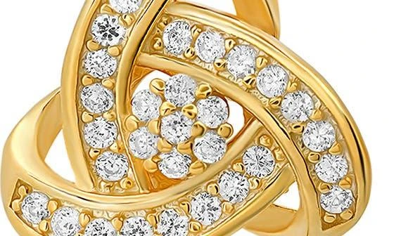 Queen Jewels Sterling Silver Trinity Knot CZ Stud Earrings 2