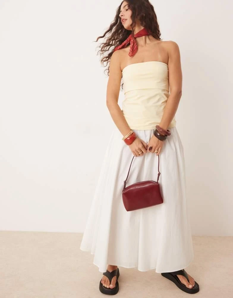 Abercrombie & Fitch Abercrombie & Fitch full maxi skirt with elasticated waist in white 1