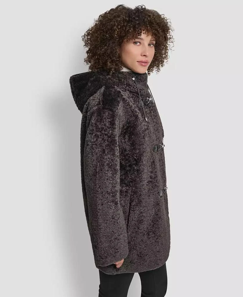 DKNY Women
s Shearling Hooded Toggle Coat, P/XS- 3