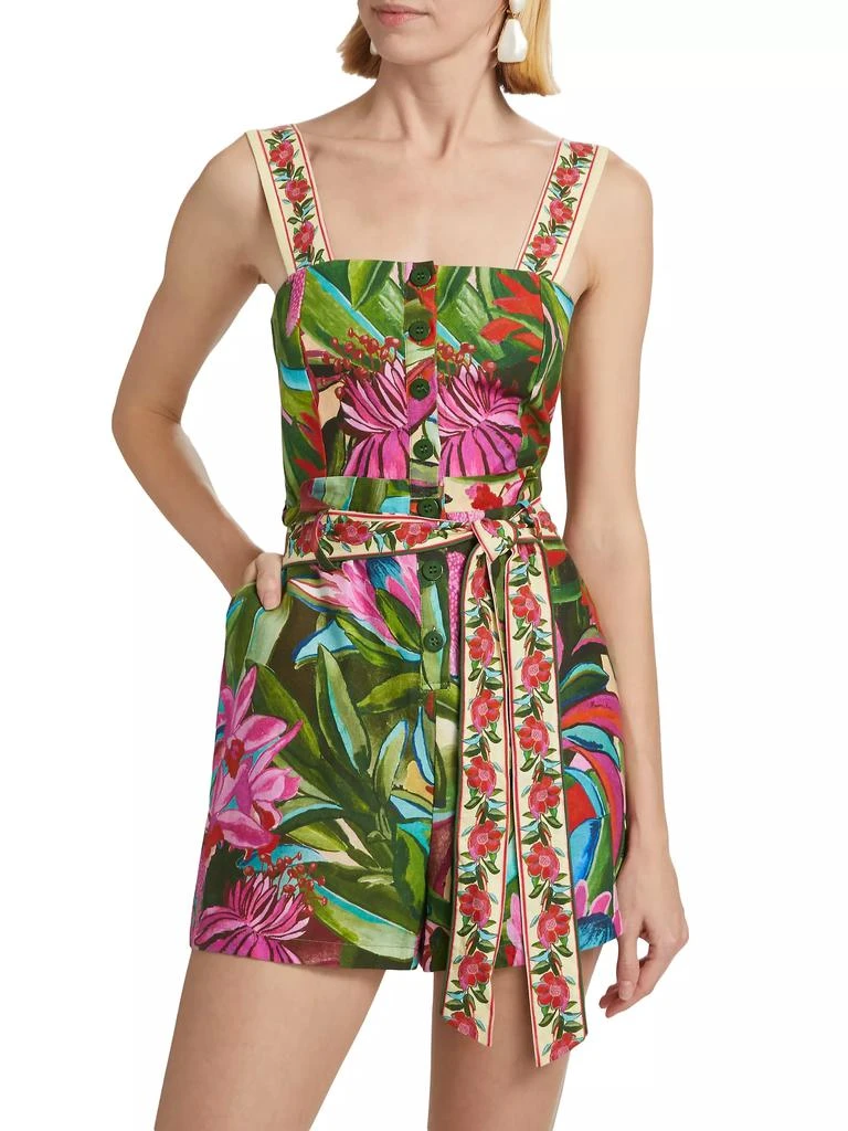 Farm Rio Jardin De Reve Floral Tie-Waist Romper 3