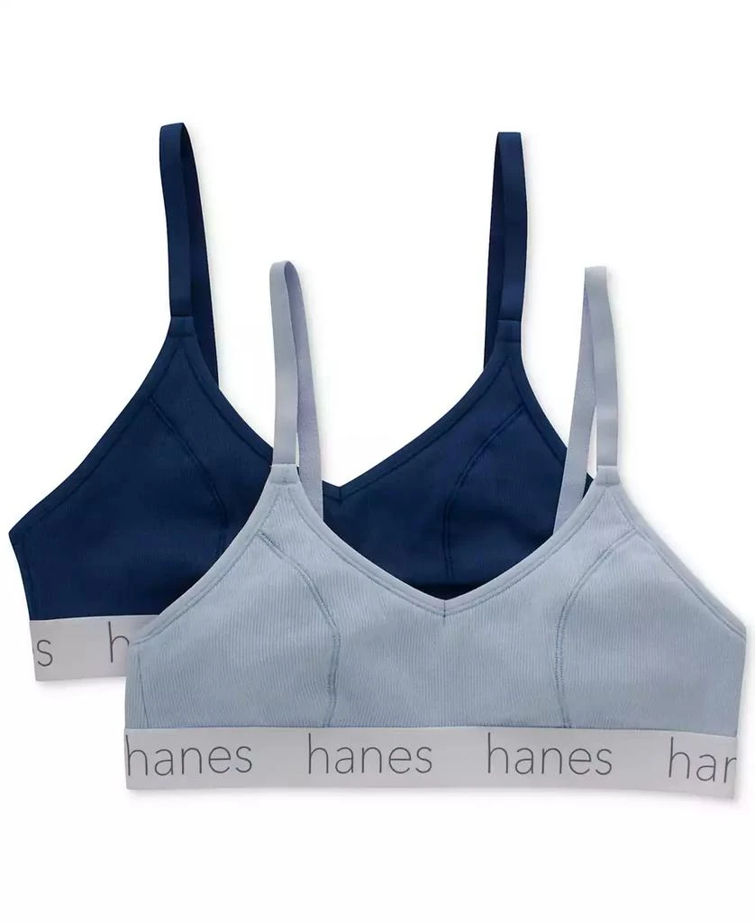 Hanes Women's 2-Pk. Originals Ultimate Stretch Cotton Triangle Bralette DHO101 2