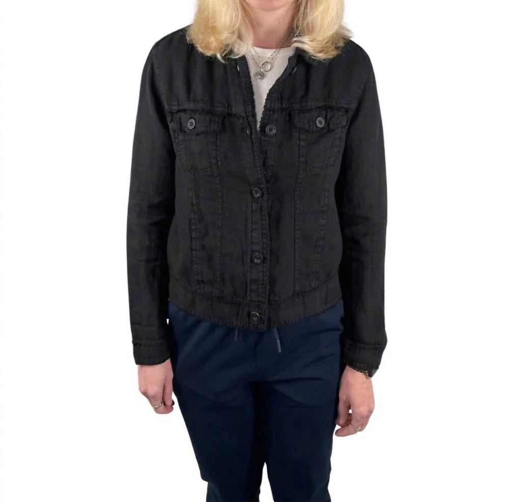 Lulu-B Linen Travel Jacket In Black 1