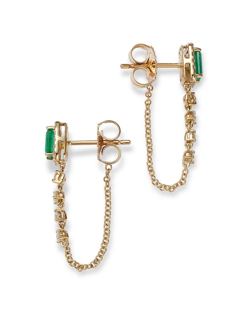 Bloomingdale's Fine Collection Emerald & Diamond Halo Chain Drop Earrings in 14K Yellow Gold - Exclusive 3