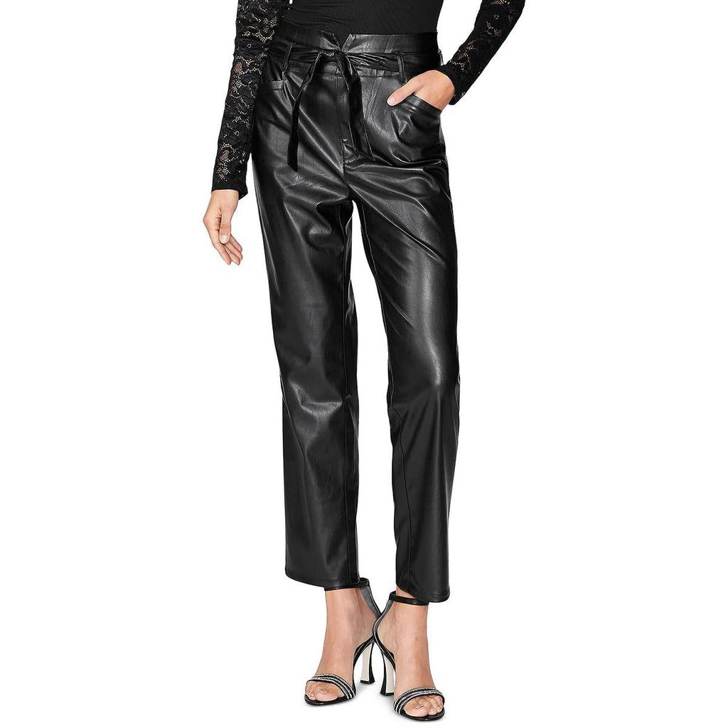 Paige Kina Womens Faux Leather High Rise Straight Leg Pants