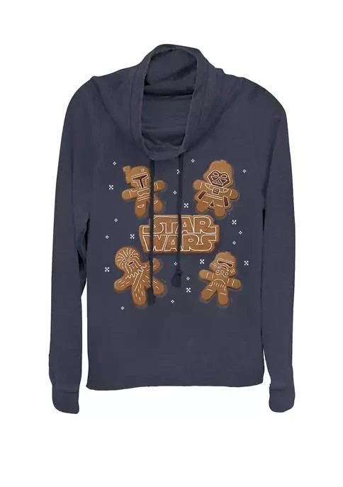 Star Wars Wars Christmas Gingerbread Cookie Characters Cowl Neck Graphic Pullover 1