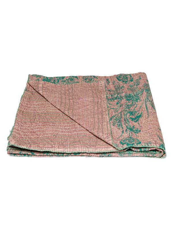 TAJ HOTEL Kantha Quilted Floral Patchwork Throw 3