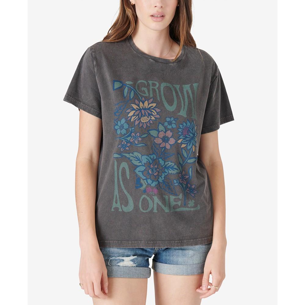 Lucky Brand Cotton Floral-Graphic Boyfriend T-Shirt