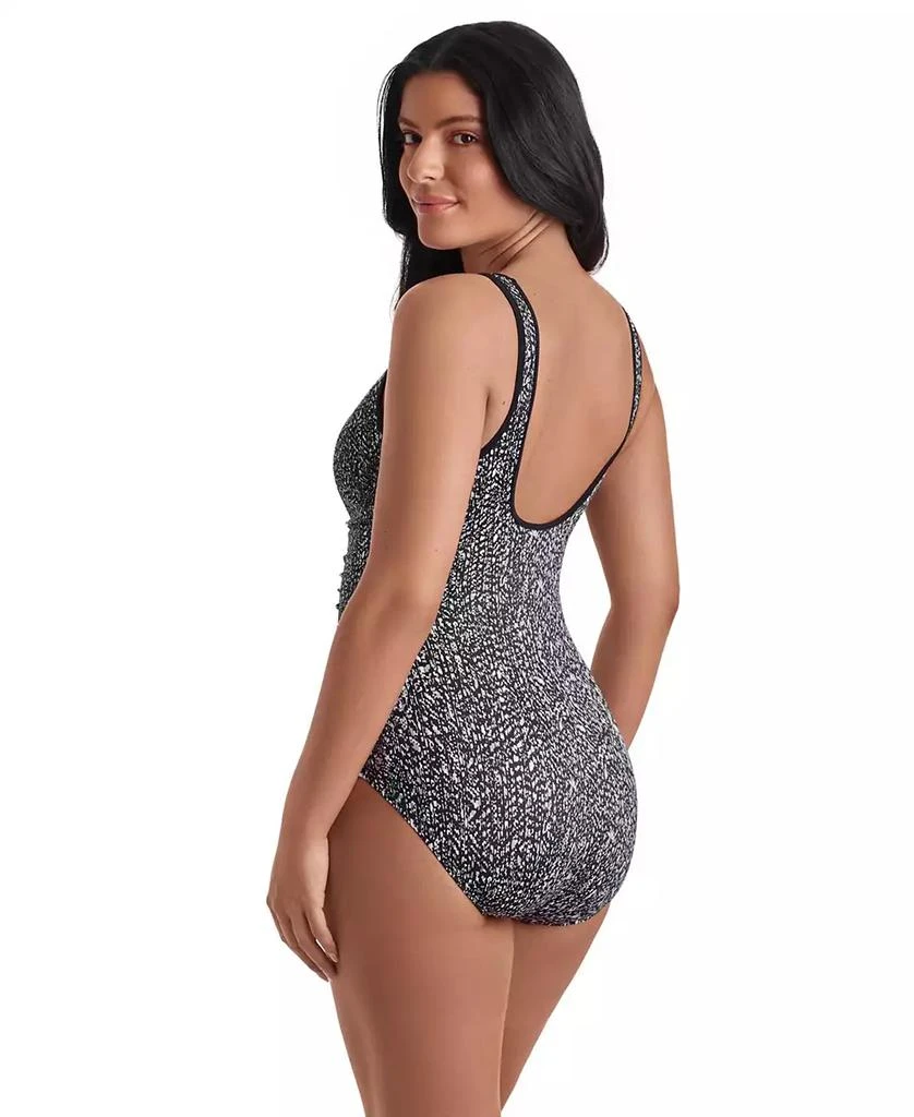 ShapeSolver Women
s Shirred Zipper One-Piece Swimsuit 2