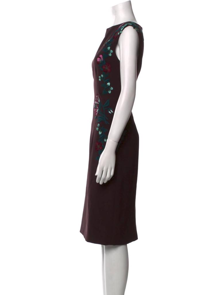 LELA ROSE Lela Rose - Floral Embroidered Sheath Midi Dress