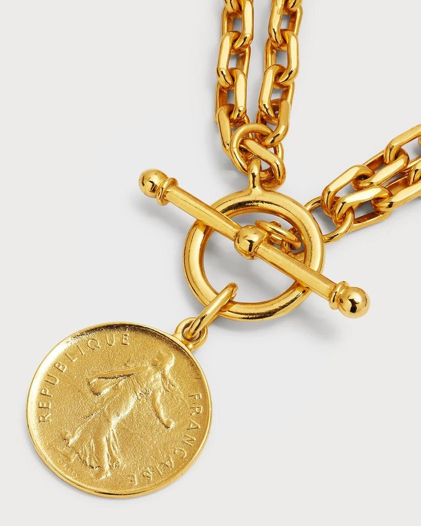 BEN-AMUN 24k Gold Electroplated Gold Toggle Coin Necklace 3