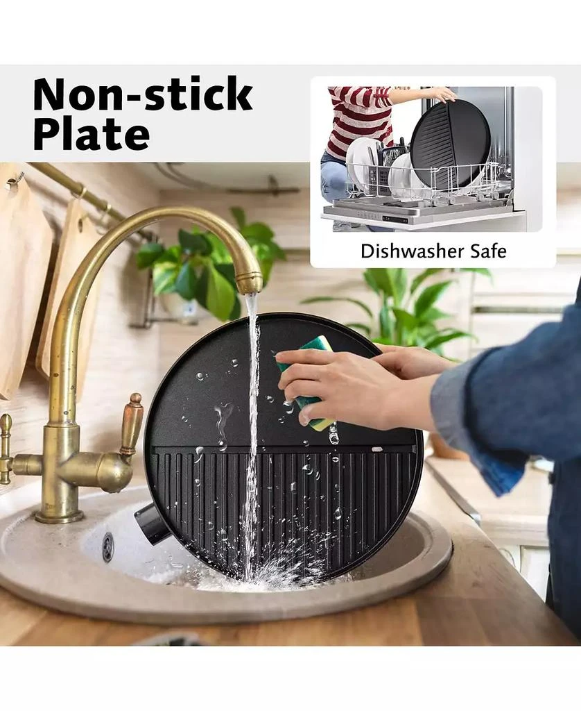 Ecooso Electric BBQ Grill 1200W Indoor Outdoor Grill with 2-Zone Non-Stick Grilling Plate 4