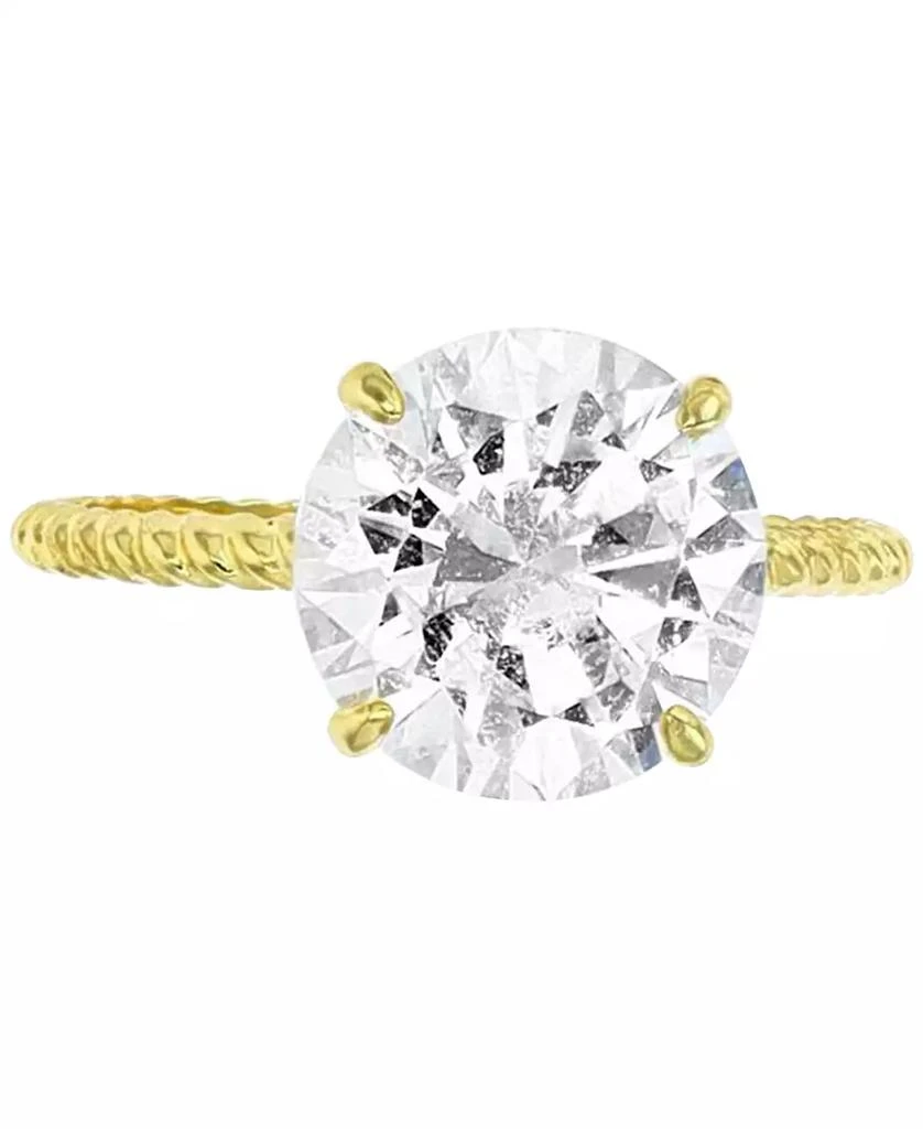 Macy's Cubic Zirconia Solitaire Textured Shank Engagement Ring in 10k Gold 1