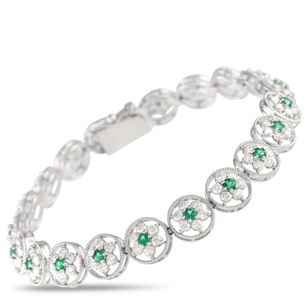 Non Branded LB Exclusive Platinum 3.55ct Diamond and Emerald Bracelet MF10-103023 1