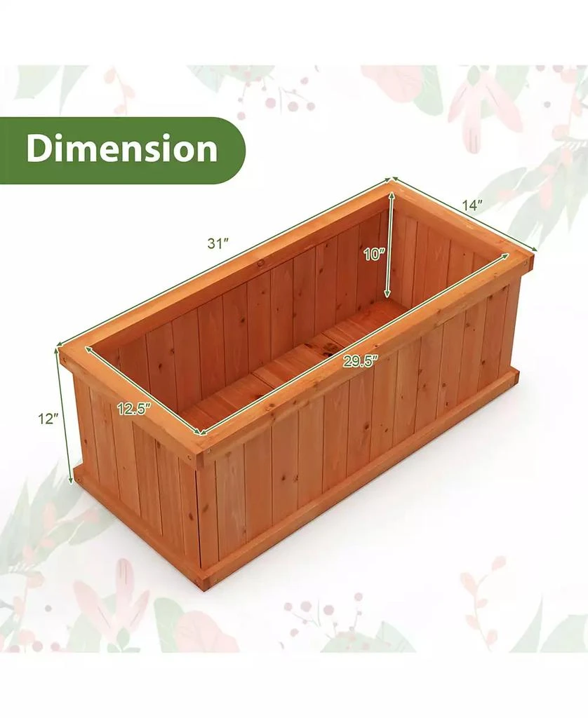 SUGIFT Raised Garden Bed Wooden Planter Box with 4 Drainage Holes and Detachable Bottom Panels-Orange 4