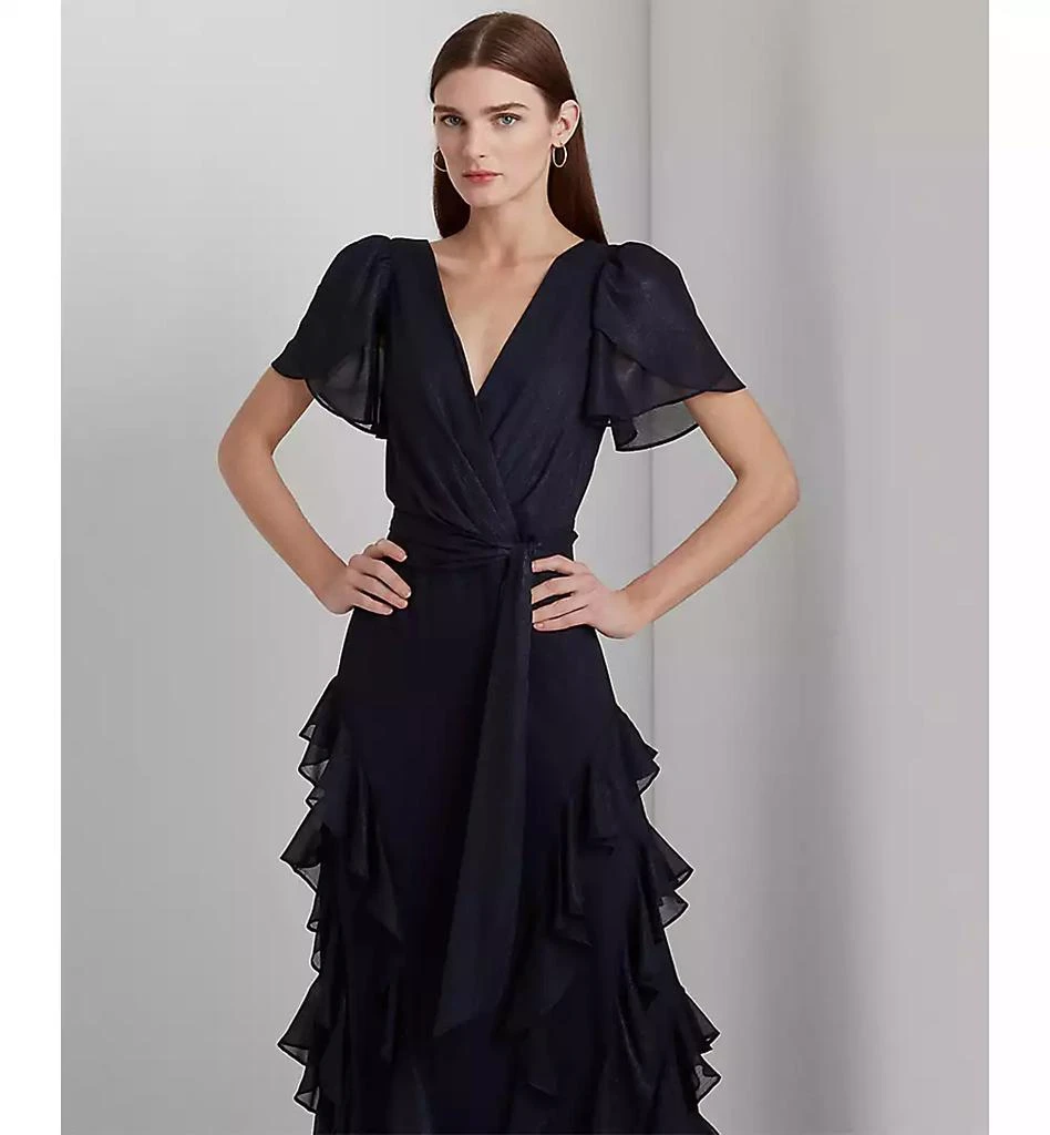 Women's Ruffle-Trim Metallic Chiffon Gown  On Sale Now with Up to 51% Off  | Discover Exclusive Deals & Savings at BeyondStyle  Authentic Ralph  Lauren dress|women's fashion|dresses with Limited-Time Discounts, Free