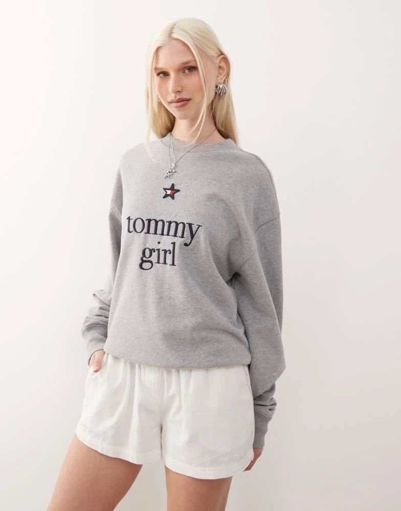 Tommy Jeans Tommy Jeans tommy girl logo sweatshirt in grey 1