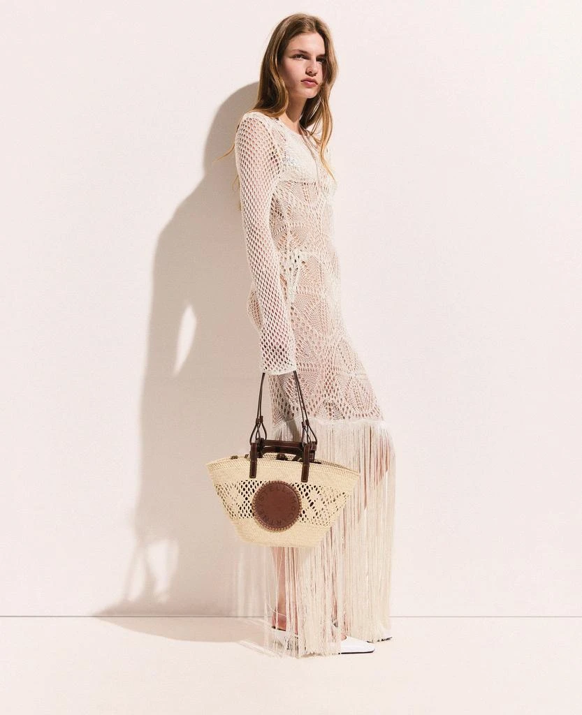 Stella McCartney Stella McCartney - Long Sleeve Crochet Maxi Dress, Woman, Natural, Size: S 1