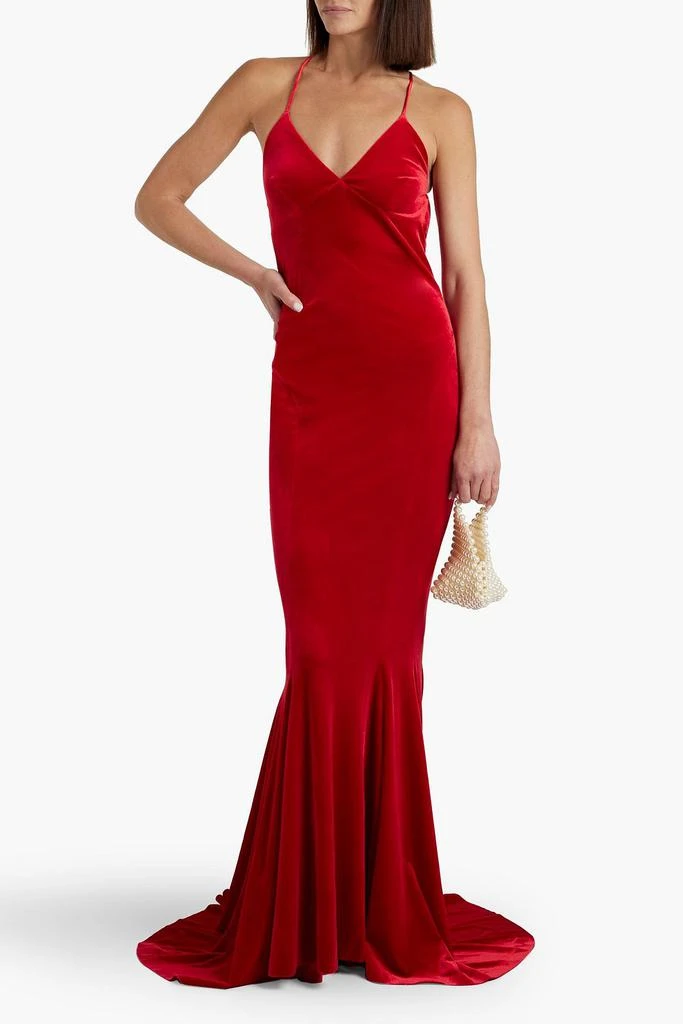 Norma Kamali Cutout stretch-velvet gown 2