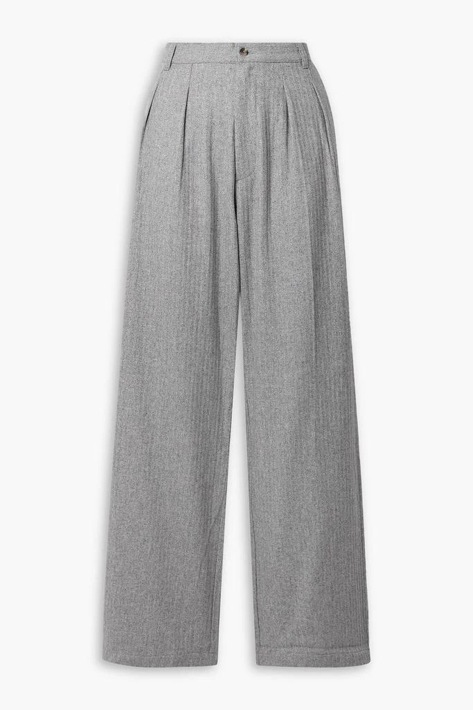 Denimist Pleated striped wool-blend wide-leg pants 1