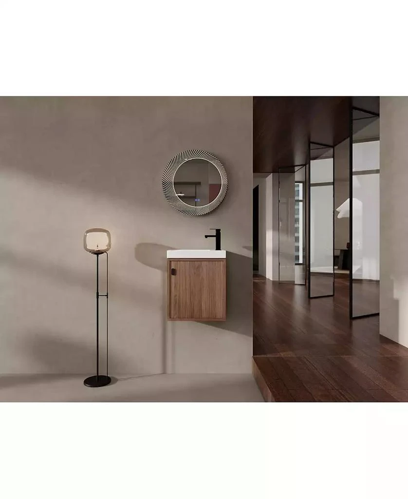 Streamdale Furniture 18.5" Wall-Mount Vanity, Resin Sink, Soft Close, Walnut 2