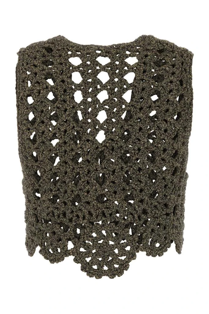 Ganni Ganni Crochet-Knit V-Neck Cropped Top 2