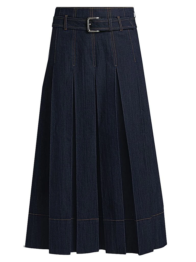 Cinq à Sept Rylee Pleated Denim Belted Maxi-Skirt