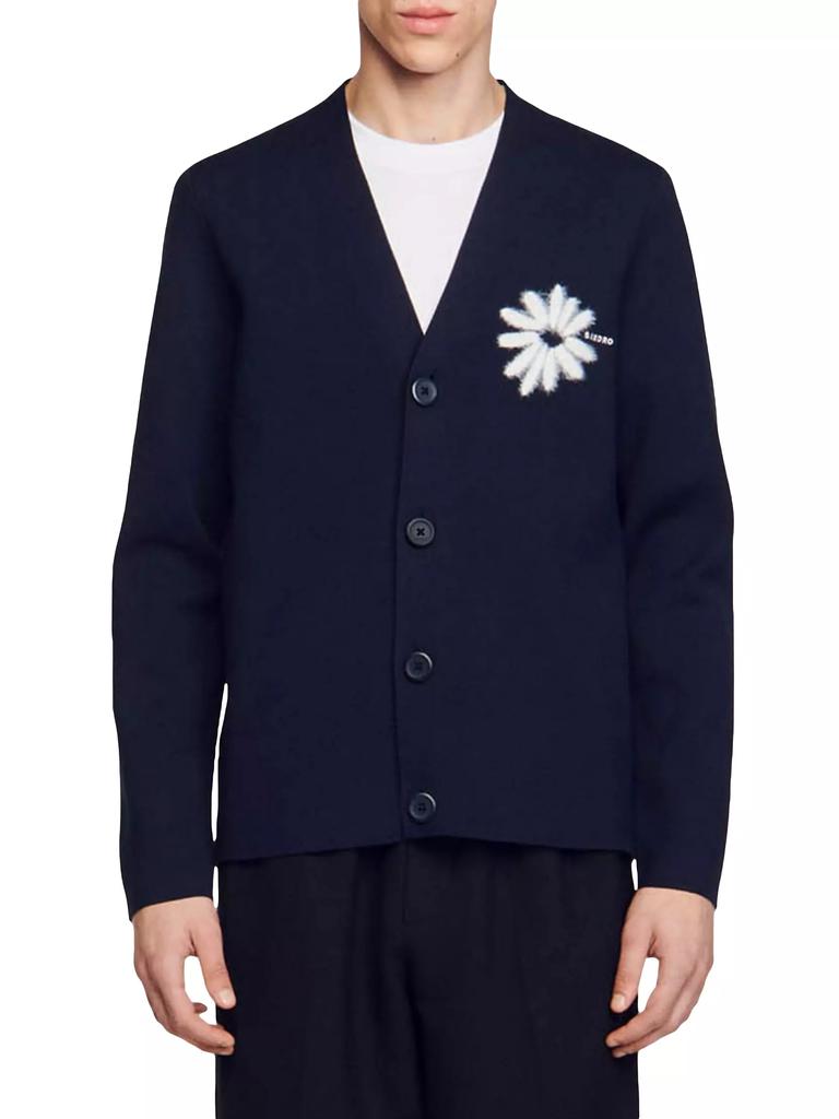 Sandro Jacquard Floral Cardigan